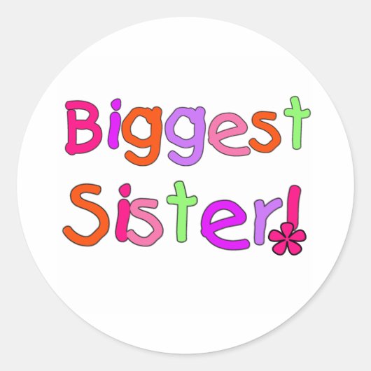 Hell Text Grosse Schwester Runder Aufkleber (Vorderseite)