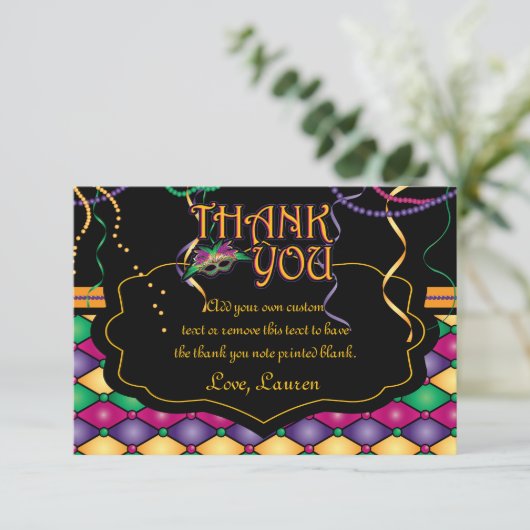 Hell Traditionelle Mardi Gras Vielen Dank Karten (Stehend Vorderseite)
