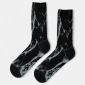 Hell Türkis Ader Schwarz Marmor Optik Socken (Linkes Detail)