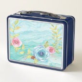 Hell Türkis mit Rosen Lunchbox (Rückseite)