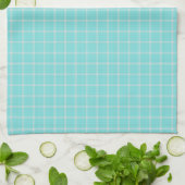 hell Türkis und Weiß kariert Gingham Geschirrtuch (Gefaltet)