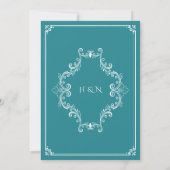 Hell Türkis Wasserfarbe Bogenrahmen Sikh-Hochzeit Einladung (Rückseite)