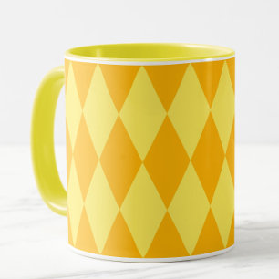 Hell und Dunkel Gelb Harlekin Diamanten Damebrettm Tasse