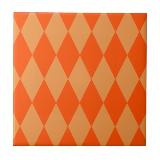 Hell und Dunkel Orange Harlequin Diamanten Dame Fliese (Vorderseite)