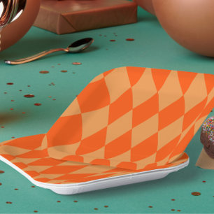 Hell und Dunkel Orange Harlequin Diamanten Dame Pappteller