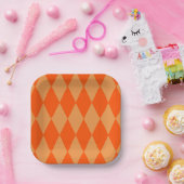 Hell und Dunkel Orange Harlequin Diamanten Dame Pappteller (Party)