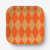 Hell und Dunkel Orange Harlequin Diamanten Dame Pappteller (Vorderseite)