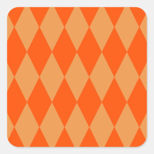Hell und Dunkel Orange Harlequin Diamanten Dame Quadratischer Aufkleber