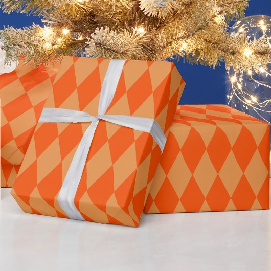 Hell und Dunkel Orange Harlequin Diamanten Damespi Geschenkpapier