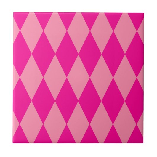 Hell und Dunkel Rosa Harlekin Diamanten Schachbret Fliese (Vorderseite)