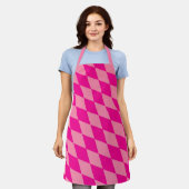 Hell und Dunkel Rosa Harlekin Diamanten Schachbret Schürze (Getragen)