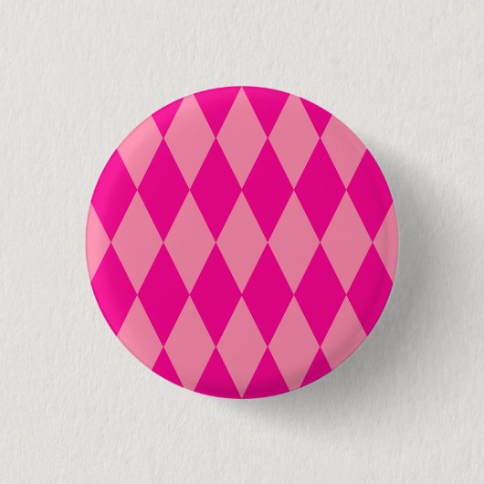 Hell und Dunkel Rosa Harlequin Diamanten Damespiel Button (Vorderseite)