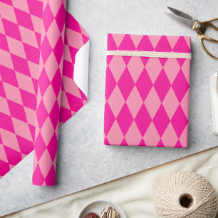 Hell und Dunkel Rosa Harlequin Diamanten Damespiel Geschenkpapier