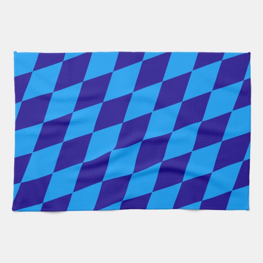 Hell und Dunkelblau Harlequin Diamanten Schachbret Geschirrtuch (Horizontal)