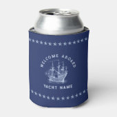 Hell- und Dunkelblaues maritimes Vintage-Boot Dosenkühler (Kanne Vorderseite)
