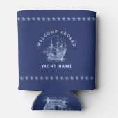 Hell- und Dunkelblaues maritimes Vintage-Boot Dosenkühler (Rückseite)