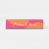 Hell und fett Abstraktes Hot Pink und Orange Schreibtischnamensplakette (Vorderseite )