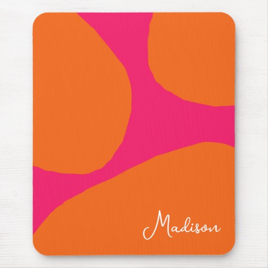 Hell und fett, rosa und orange mit Namen Mousepad (Vorne)