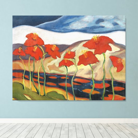 Hell und fröhlich, Landschaft mit Blumen, Leinwanddruck (Insitu (Holzboden))
