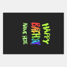 Hell und glücklich zum Geburtstag Individuelle Nam Geschenkpapier Set