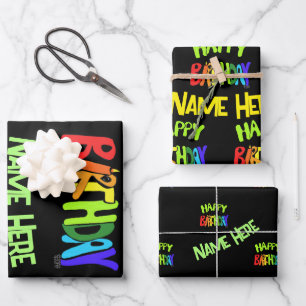 Hell und glücklich zum Geburtstag Individuelle Nam Geschenkpapier Set