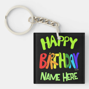 Hell und glücklich zum Geburtstag Individuelle Nam Schlüsselanhänger