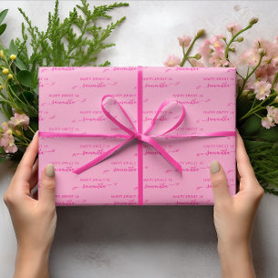 Hell und heißrosa glücklicher süßer 16. Geburtstag Geschenkpapier Set