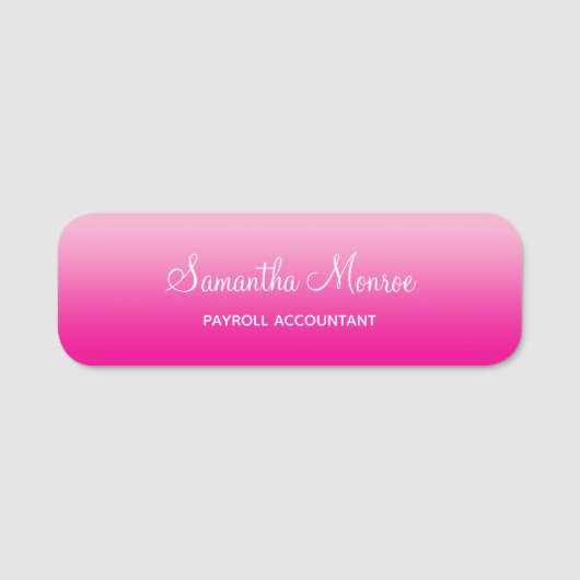 Hell und Hot Pink Ombre Name Titel Namensschild (Vorderseite)