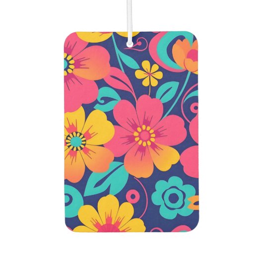 Hell und kühl Retro-Blume im Dopaminstil Autolufterfrischer (Vorderseite)