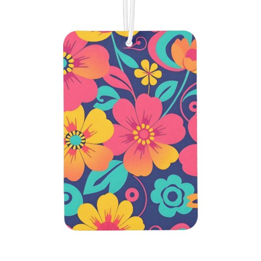 Hell und kühl Retro-Blume im Dopaminstil Autolufterfrischer (Rückseite)