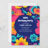 Hell und kühl Retro-Blume im Dopaminstil Einladung (Vorderseite)