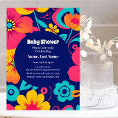 Hell und kühl Retro-Blume im Dopaminstil Einladung