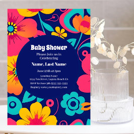 Hell und kühl Retro-Blume im Dopaminstil Einladung
