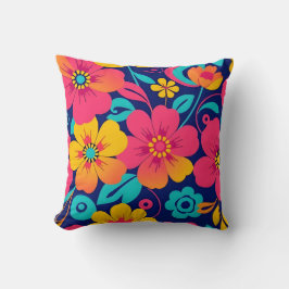 Hell und kühl Retro-Blume im Dopaminstil Kissen