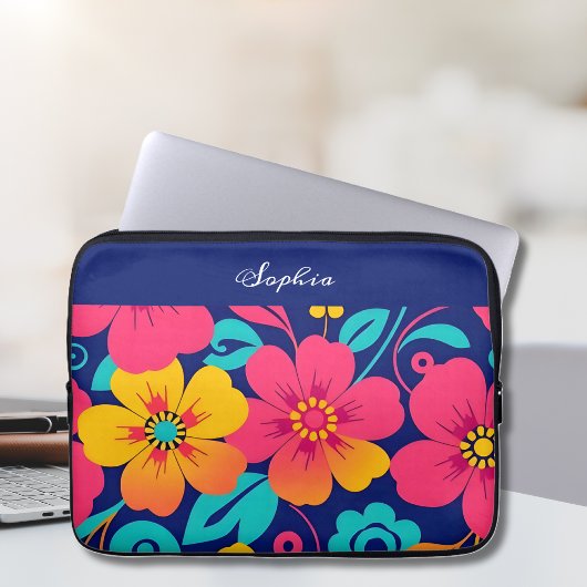 Hell und kühl Retro-Blume im Dopaminstil Laptopschutzhülle