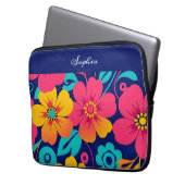 Hell und kühl Retro-Blume im Dopaminstil Laptopschutzhülle (Vorderseite Links)