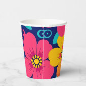 Hell und kühl Retro-Blume im Dopaminstil Pappbecher (Rechts)
