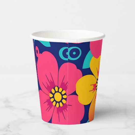 Hell und kühl Retro-Blume im Dopaminstil Pappbecher (Rechts)