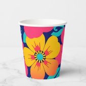 Hell und kühl Retro-Blume im Dopaminstil Pappbecher (Vorderseite)