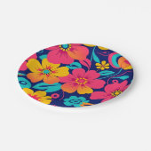Hell und kühl Retro-Blume im Dopaminstil Pappteller (Schrägansicht)