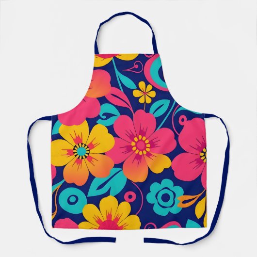 Hell und kühl Retro-Blume im Dopaminstil Schürze (Vorderseite)