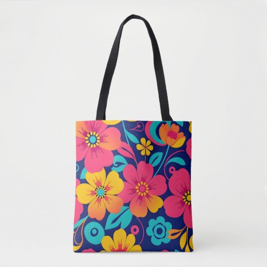 Hell und kühl Retro-Blume im Dopaminstil Tasche (Vorderseite)