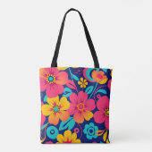 Hell und kühl Retro-Blume im Dopaminstil Tasche (Rückseite)