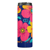 Hell und kühl Retro-Blume im Dopaminstil Thermosbecher (Rückseite)