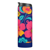 Hell und kühl Retro-Blume im Dopaminstil Thermosbecher (Nach rechts gedreht)