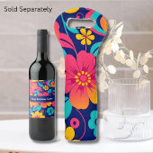 Hell und kühl Retro-Blume im Dopaminstil Weinetikett