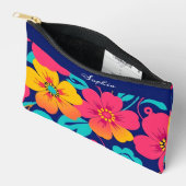 Hell und kühl Retro-Blume im Dopaminstil Zubehörtasche (Offen)