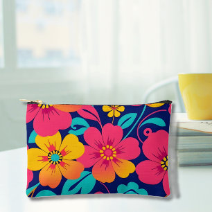 Hell und kühl Retro-Blume im Dopaminstil Zubehörtasche