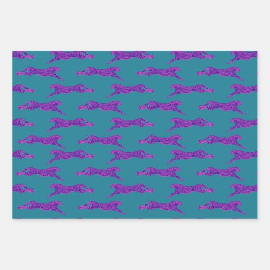 Hell und kühl, rosa Geparden Geschenkpapier Set (Vorderseite)