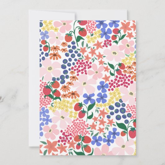 Hell und kühl Strawberry First Birthday Editable Einladung (Rückseite)